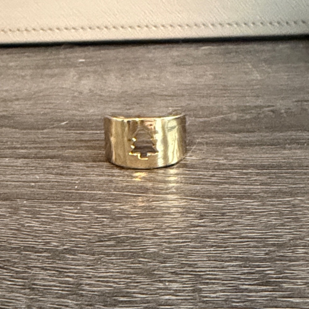 Rustic Cuff Gold Ring with Tree Cutout